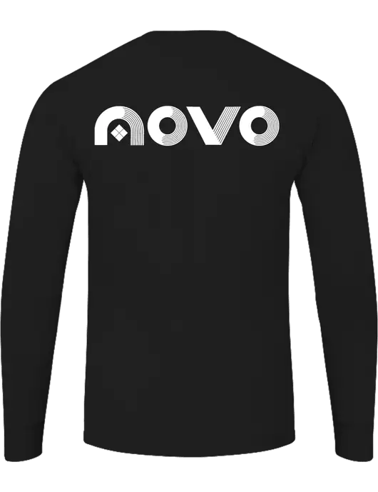 Core Blend Black Long Sleeve Tee w/Novo Logistics Logo, Novo Icon