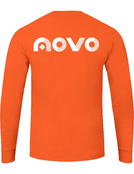 Core Blend Safety Orange Long Sleeve Tee w/Novo Logistics Logo, Novo Icon