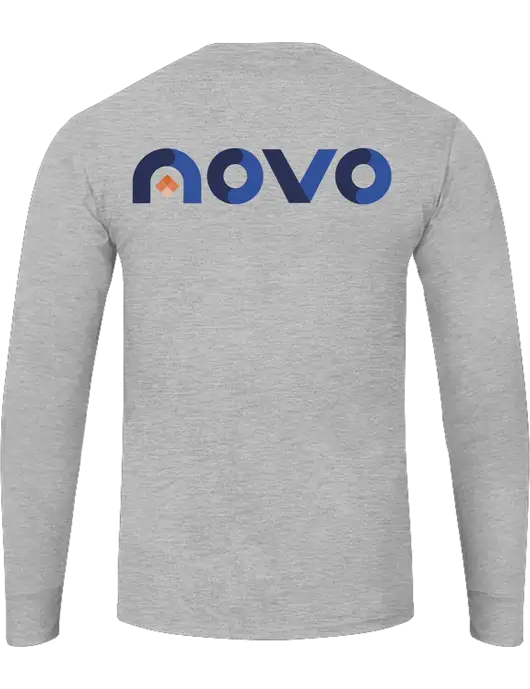 Core Blend Light Grey Heather Long Sleeve Tee w/Novo Logistics Logo, Novo Icon
