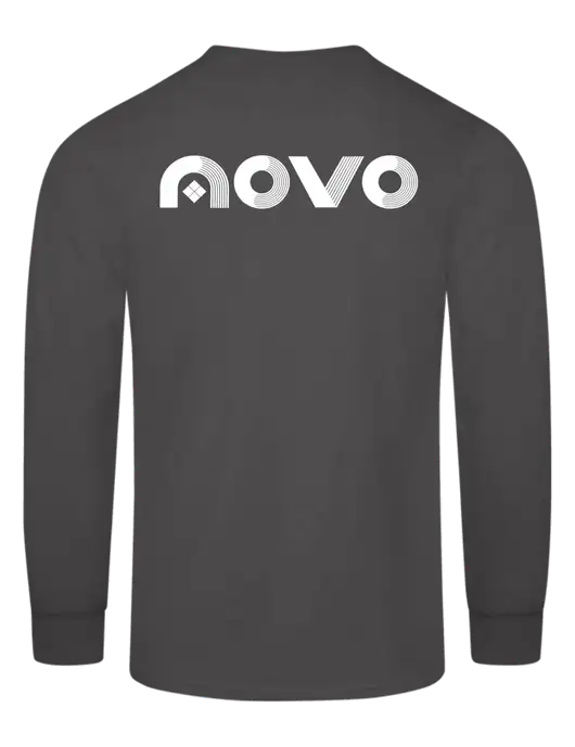 Charcoal Long Sleeve Heavyweight 6.1 oz Pocket T-Shirt w/Novo Logistics Logo, Novo Icon