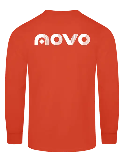 Orange Long Sleeve Heavyweight 6.1 oz Pocket T-Shirt w/Novo Logistics Logo, Novo Icon