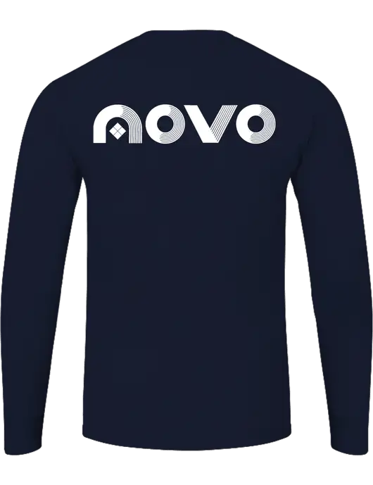 Core Blend Navy Long Sleeve Tee w/Novo Logistics Logo, Novo Icon