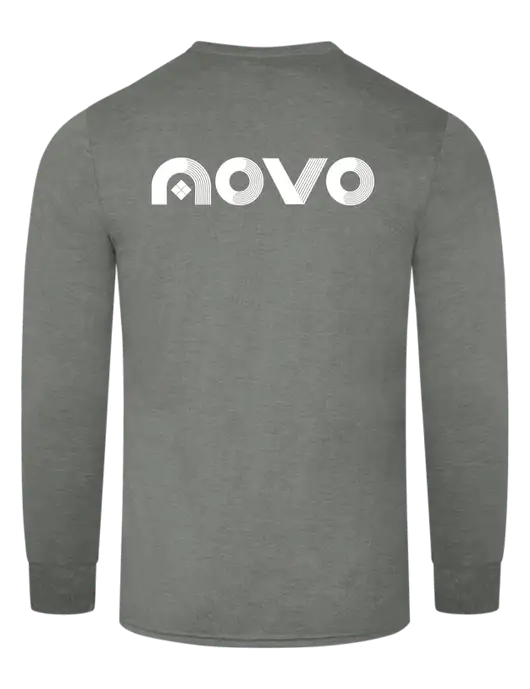 Simply Soft Long Sleeve Heathered Charcoal 4.5 oz, Poly/Combed Ring Spun Cotton T-Shirt w/Novo Logistics Logo, Novo Icon