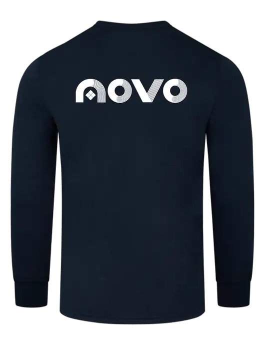 Simply Soft Long Sleeve Navy 4.5 oz, Poly/Combed Ring Spun Cotton T-Shirt w/Novo Logistics Logo, Novo Icon