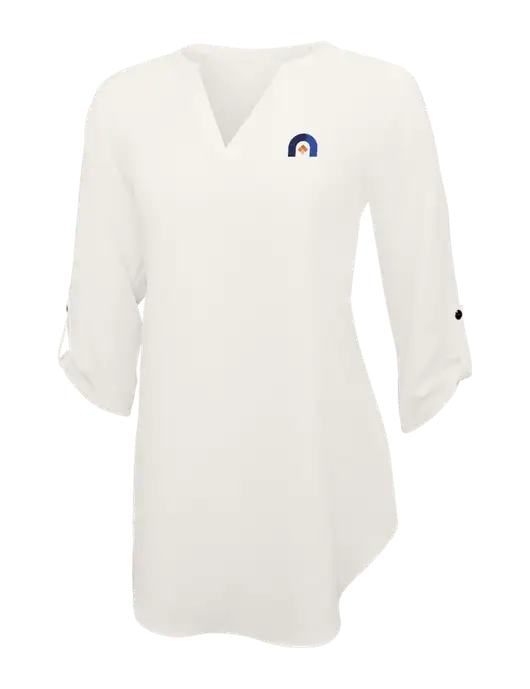 Ivory Womens 3/4 Sleeve Tunic Blouse w/Novo Icon