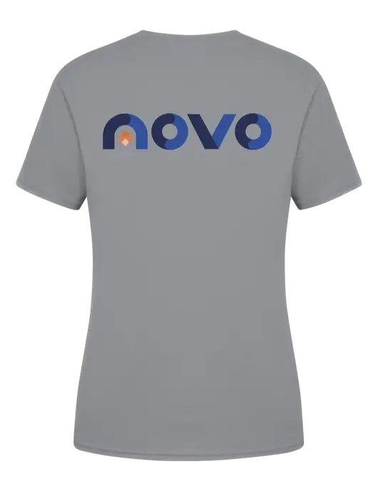 Womens Light Grey Heather Core Blend Tee w/Novo Logistics Logo, Novo Icon