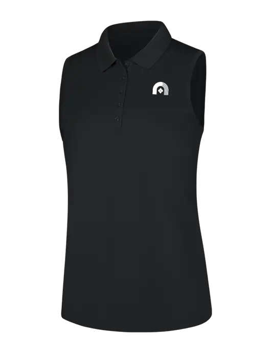 Womens Black Dry Zone UV Micro-Mesh Sleeveless Polo w/Novo Icon