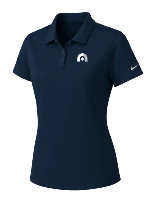 Nike Womens Navy Dry Essential Solid Polo w/Novo Icon