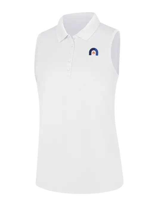 Womens White Dry Zone UV Micro-Mesh Sleeveless Polo w/Novo Icon