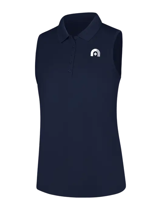Womens Navy Dry Zone UV Micro-Mesh Sleeveless Polo w/Novo Icon
