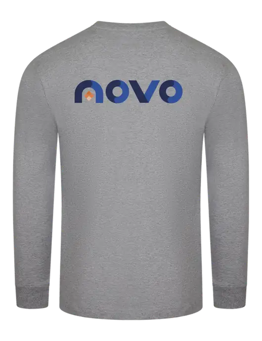 Carhartt Light Grey Heather Workwear Pocket Long Sleeve T-Shirt w/Novo Logistics Logo, Novo Icon