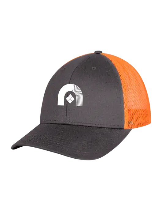 Neon Orange/Charcoal Mesh Trucker Cap Snap Back w/Novo Icon