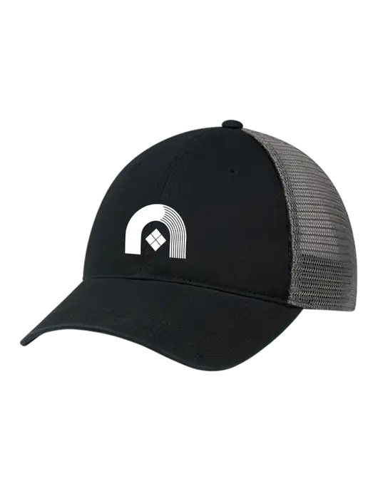 Richardson 111 Garment Washed Trucker Cap Black w/Charcoal Mesh w/Novo Icon