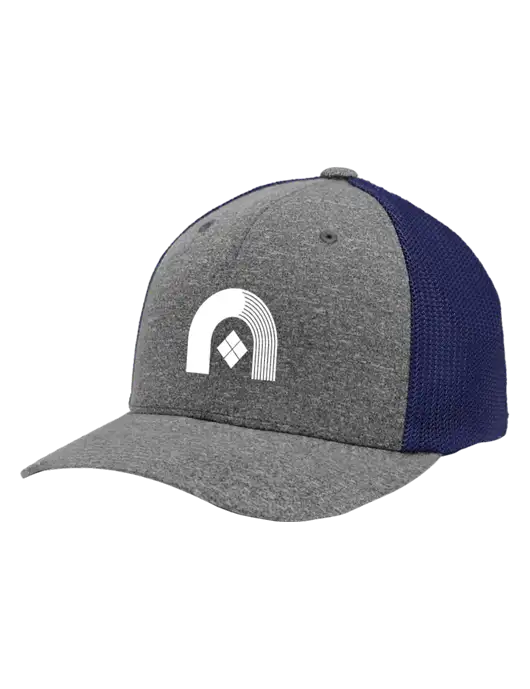 Flexfit Navy/Medium Grey Heather Melange Mesh Back Trucker Cap w/Novo Icon