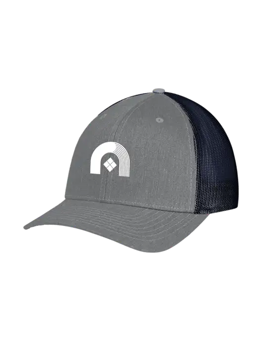 Richardson Adjustable Snapback Original 112 Trucker Cap Heather Grey w/Navy Mesh w/Novo Icon