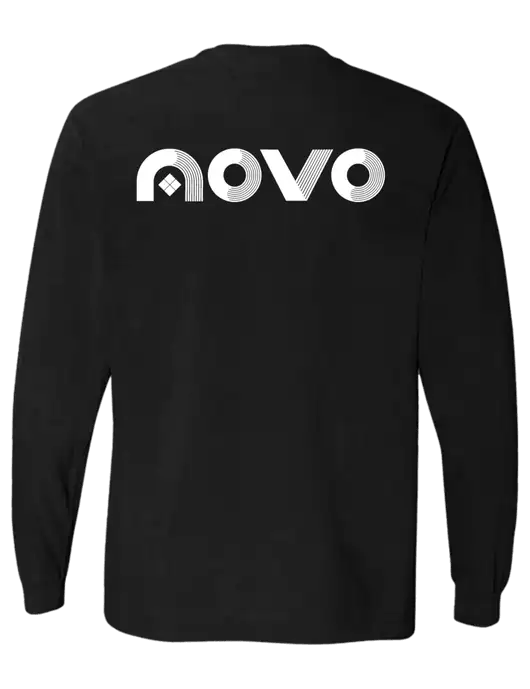 Comfort Colors Garment-Dyed Black Heavyweight Long Sleeve T-Shirt w/Novo Logistics Logo, Novo Icon