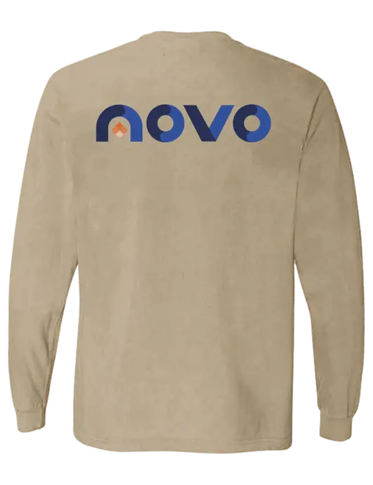 Comfort Colors Garment-Dyed Tan Heavyweight Long Sleeve T-Shirt w/Novo Logistics Logo, Novo Icon