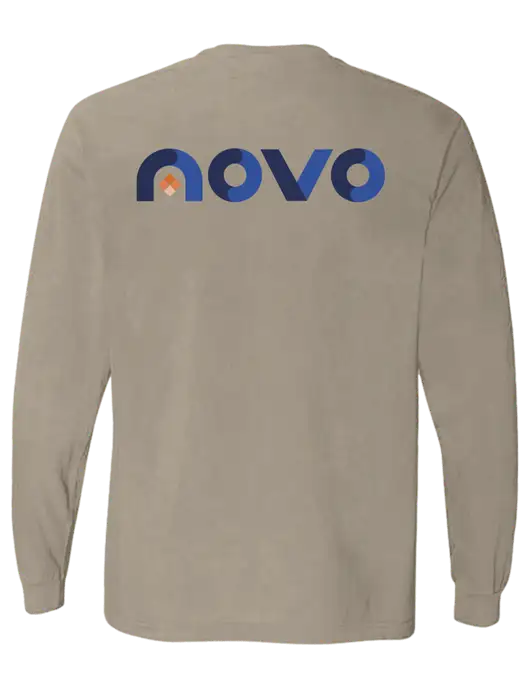 Comfort Colors Garment-Dyed Light Taupe Heavyweight Long Sleeve T-Shirt w/Novo Logistics Logo, Novo Icon