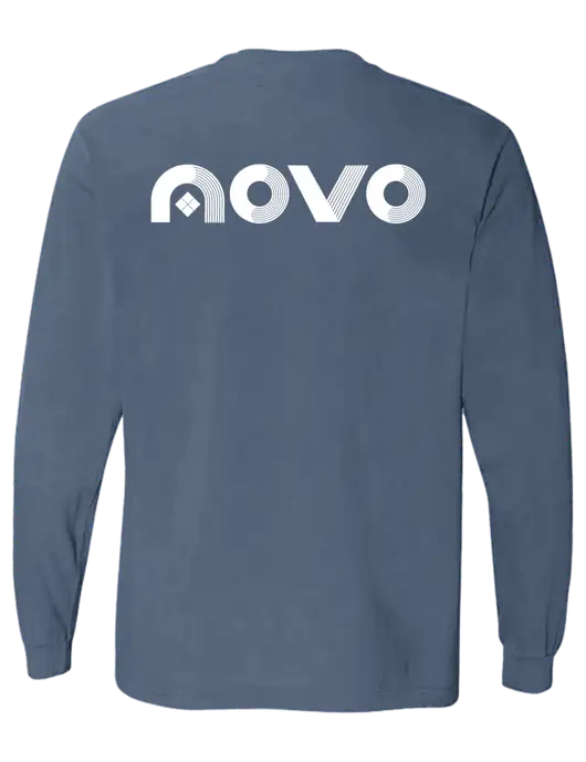 Comfort Colors Garment-Dyed Blue Slate Heavyweight Long Sleeve T-Shirt w/Novo Logistics Logo, Novo Icon