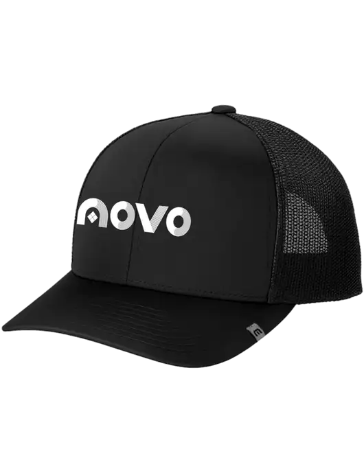 TravisMathew Black Cruz Trucker Cap w/Novo Logistics Logo