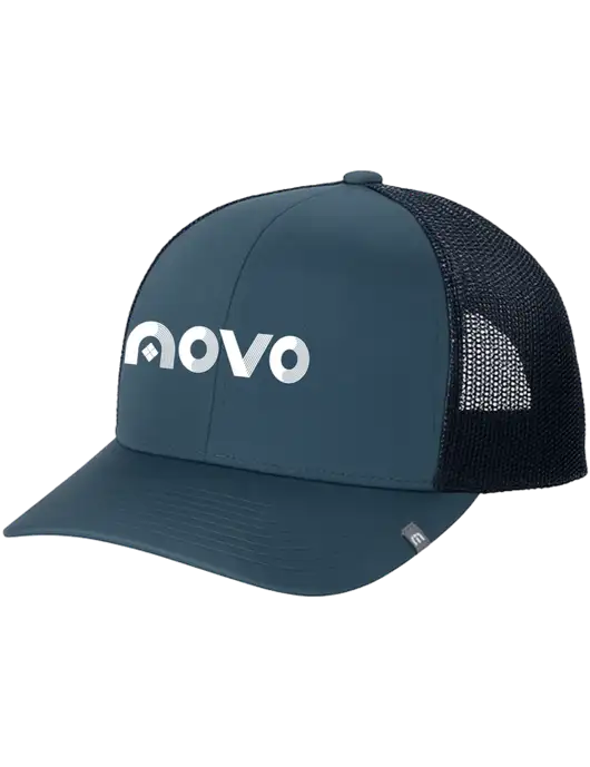 TravisMathew Dark Slate Blue Cruz Trucker Cap w/Novo Logistics Logo