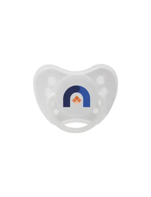 Silicone White Pacifier with Clear Cover w/Novo Icon