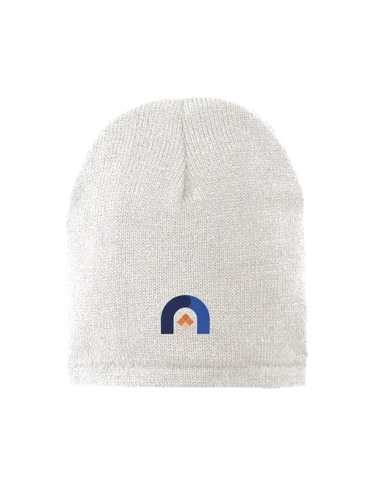 White Fleece-Lined Beanie Cap w/Novo Icon