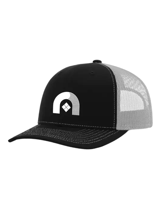 Richardson Adjustable Snapback Original 112 Trucker Cap Black w/White Mesh w/Novo Icon