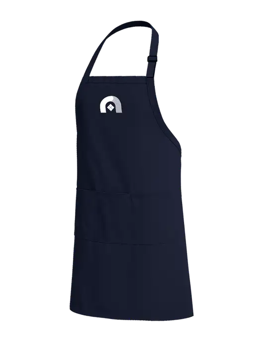 Easy Care Extra Long Bib Navy Apron with Stain Release w/Novo Icon