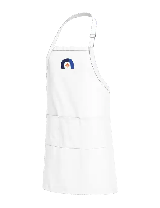 Easy Care Extra Long Bib White Apron with Stain Release w/Novo Icon