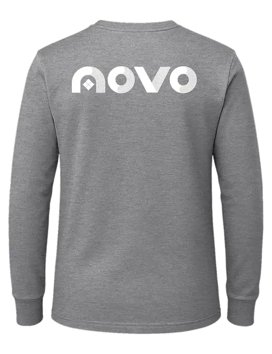 Medium Grey Heather Heavyweight Long Sleeve 6.1 oz T-Shirt w/Novo Logistics Logo, Novo Icon