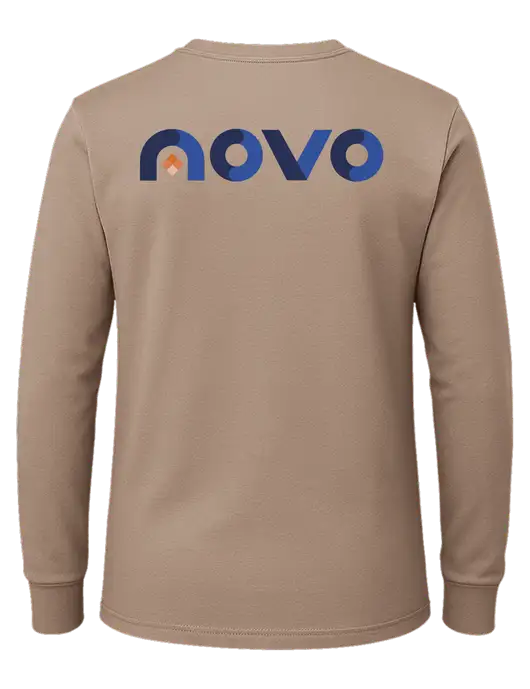 Dark Tan Heavyweight Long Sleeve 6.1 oz T-Shirt w/Novo Logistics Logo, Novo Icon