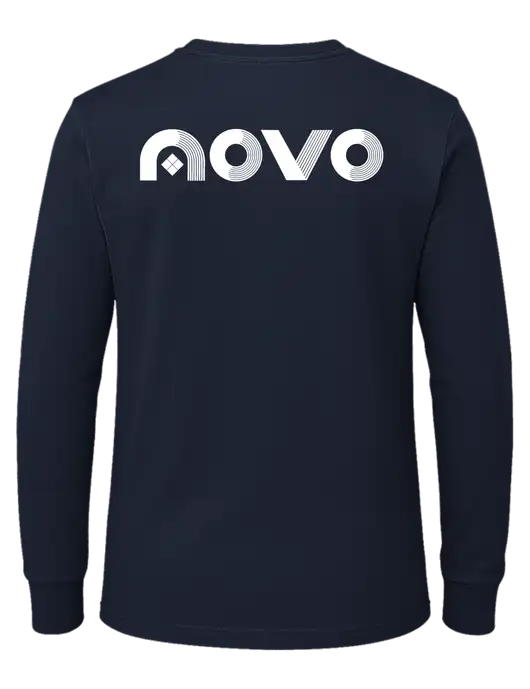 Dark Navy Heavyweight Long Sleeve 6.1 oz T-Shirt w/Novo Logistics Logo, Novo Icon