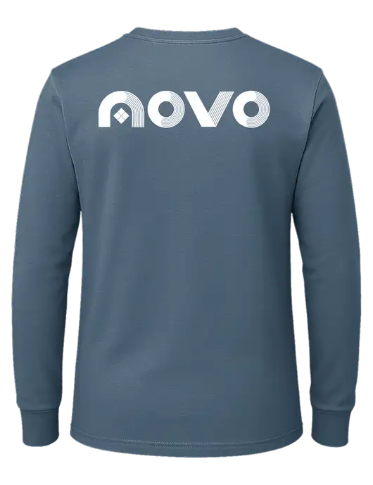 Slate Blue Heavyweight Long Sleeve 6.1 oz T-Shirt w/Novo Logistics Logo, Novo Icon