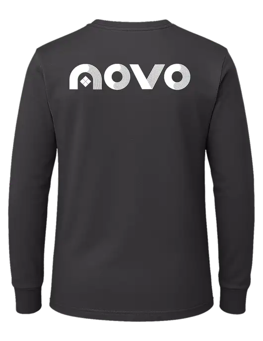 Charcoal Heavyweight Long Sleeve 6.1 oz T-Shirt w/Novo Logistics Logo, Novo Icon