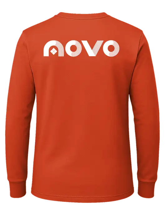 Orange Heavyweight Long Sleeve 6.1 oz T-Shirt w/Novo Logistics Logo, Novo Icon