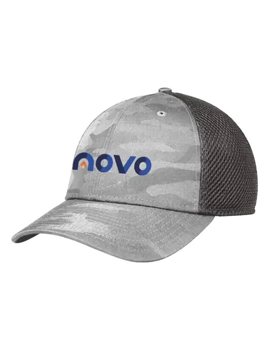 New Era Tonal Light Grey Camo Stretch Tech Mesh Cap w/Novo Logistics Logo