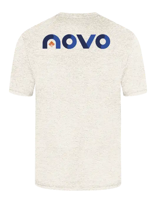 Simply Soft Very Light Tan Heather 4.5oz Poly/Combed Ring Spun Cotton T-Shirt w/Novo Logistics Logo, Novo Icon