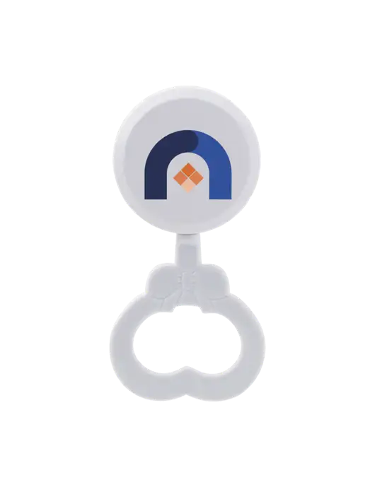 White Baby Rattle w/Novo Icon
