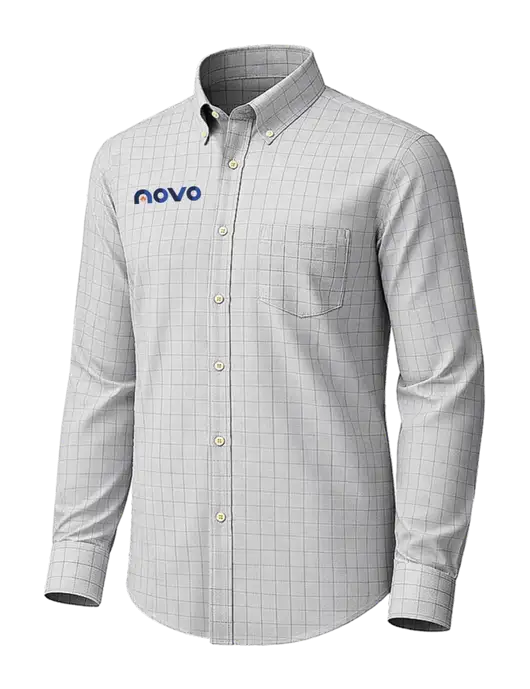 Brooks Brothers Wrinkle-Free Stretch Light Grey Patterned Shirt w/Novo Logistics Logo