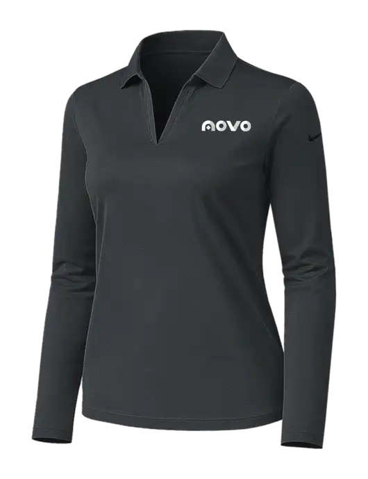 Nike Womens Dark Grey Dri-FIT Micro Pique 2.0 Long Sleeve Polo w/Novo Logistics Logo